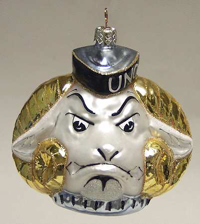 Glasscot Ornaments Unc Tar Heels-Head - Boxed