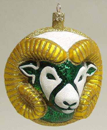Glasscot Ornaments Colorado State Rams-Figure/Disk - Boxed