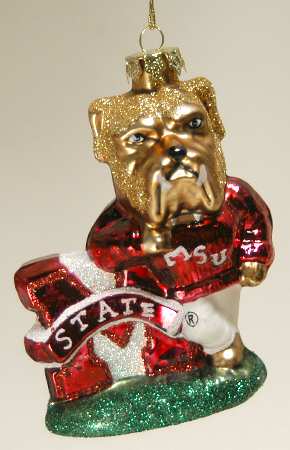 Glasscot Ornaments Mississippi State Bulldogs-Mascot - Boxed