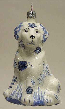 As Time Goes By Ceramic Dog-Blue & White - Boxed