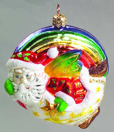 As Time Goes By Rainbow Flying Santa-Red - Boxed