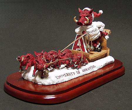 Holiday Sleigh-Figurine Arkansas Razorbacks - Boxed