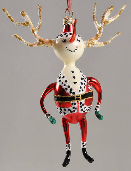 Extreme Free-Blown Glass Ornaments Reindeer Santa Snowman - Boxed