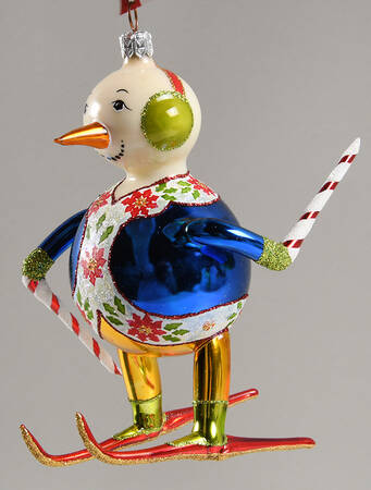 Extreme Free-Blown Glass Ornaments Cross Country Snowman - Boxed