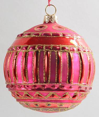 Ornaments On The Tree-Christmas Tree Red Sparkling Ball - Boxed