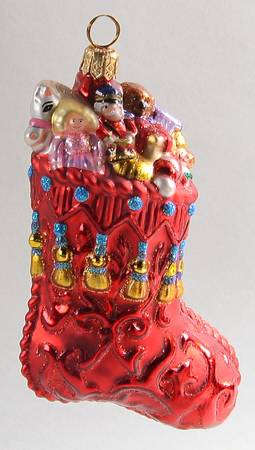 Ornaments On The Tree-Christmas Tree Ruby Brocade Stocking - Boxed