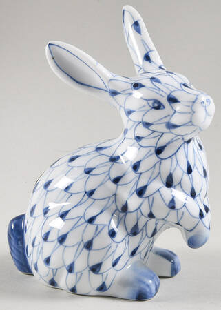 Sadek Fishnet Animals Bunny Sitting Up-Blue - Boxed