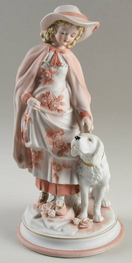 Sadek Figurines Girl With Dog-Pink - No Box