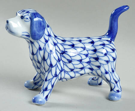 Sadek Fishnet Animals Hound Dog-Blue - Boxed