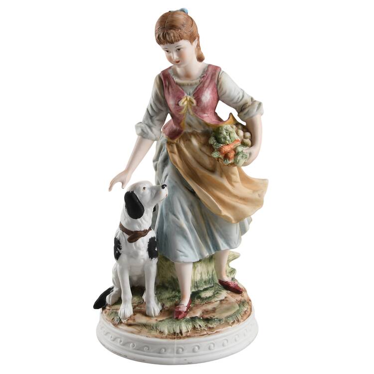 Sadek Figurines Girl With Dog - No Box
