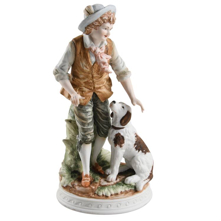 Sadek Figurines Boy With Dog - No Box