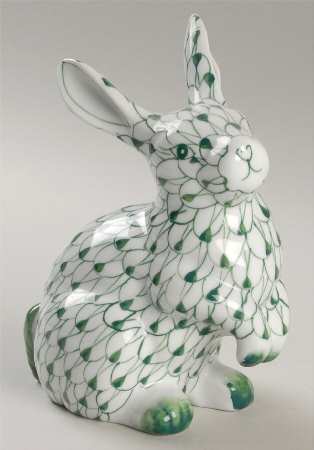 Sadek Fishnet Animals Bunny Sitting Up-Green - Boxed