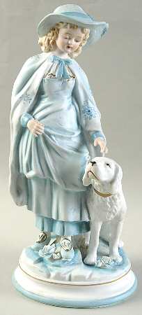 Sadek Figurines Girl With Dog-Blue - No Box