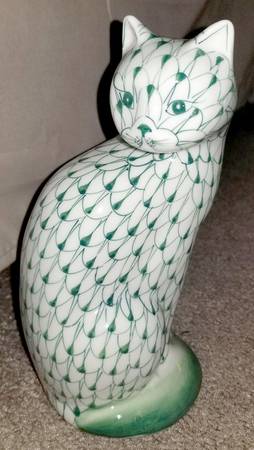 Sadek Fishnet Animals Cat Sitting-Green - Boxed
