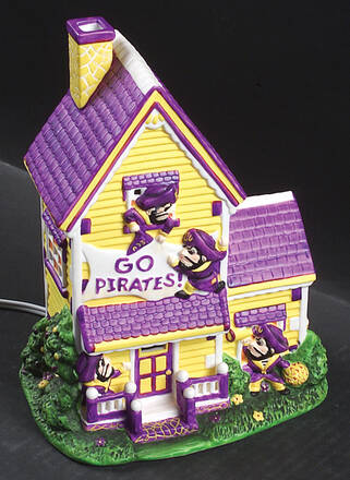 College Treasures Lighted Houses East Carolina Pirates-Mascot House - Boxed