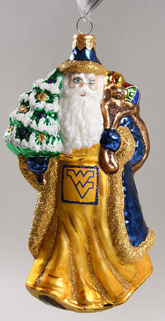 University Santa Ornaments West Virginia Mountaineers - Boxed