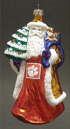 University Santa Ornaments Clemson Tigers - Boxed
