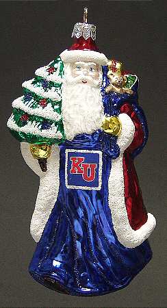 University Santa Ornaments Kansas Jayhawks - Boxed