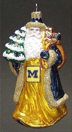 University Santa Ornaments Michigan Wolverines - Boxed