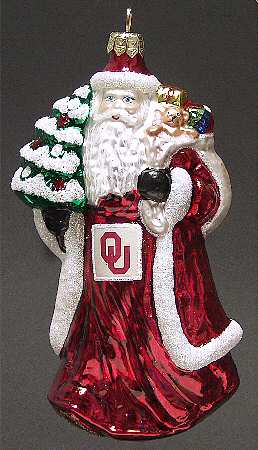 University Santa Ornaments Oklahoma Sooners - Boxed