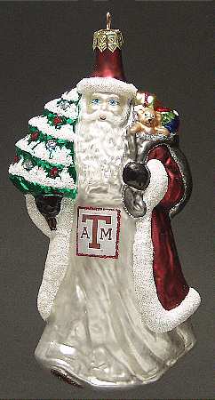 University Santa Ornaments Texas A & M Aggies - Boxed