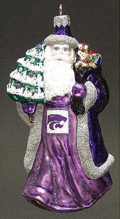 University Santa Ornaments Kansas State Wildcats - Boxed
