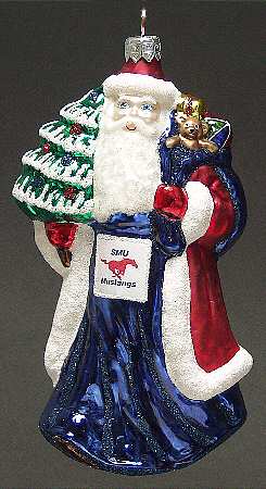 University Santa Ornaments Southern Methodist Mustangs - Boxed
