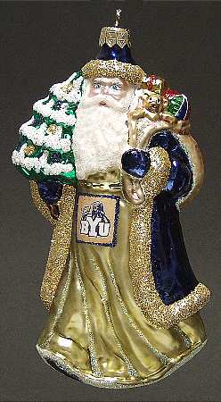 University Santa Ornaments Brigham Young Cougars - Boxed