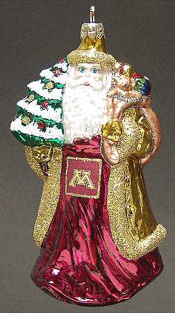 University Santa Ornaments Minnesota Gophers - Boxed