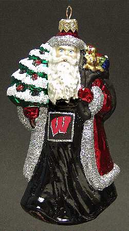 University Santa Ornaments Wisconsin Badgers - Boxed