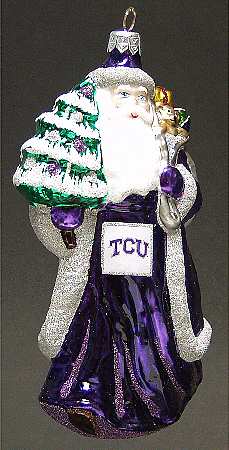 University Santa Ornaments Tcu Horned Frogs - Boxed