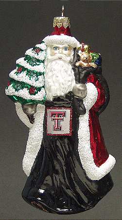 University Santa Ornaments Texas Tech Red Raiders - Boxed