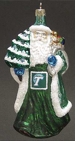 University Santa Ornaments Tulane Green Wave - Boxed