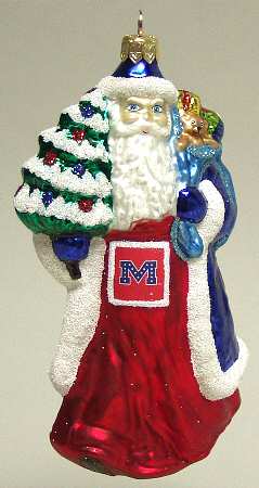 University Santa Ornaments Ole Miss Rebels - Boxed