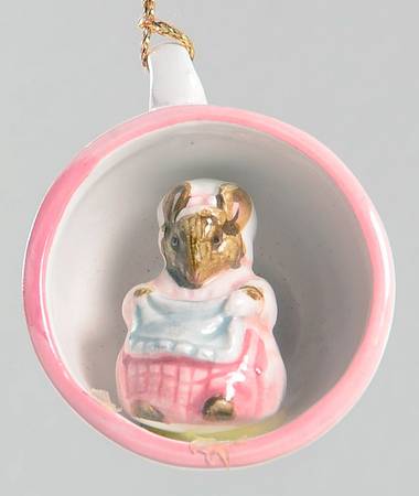 Beatrix Potter Figural Ornament Lady Mouse In Teacup - Boxed