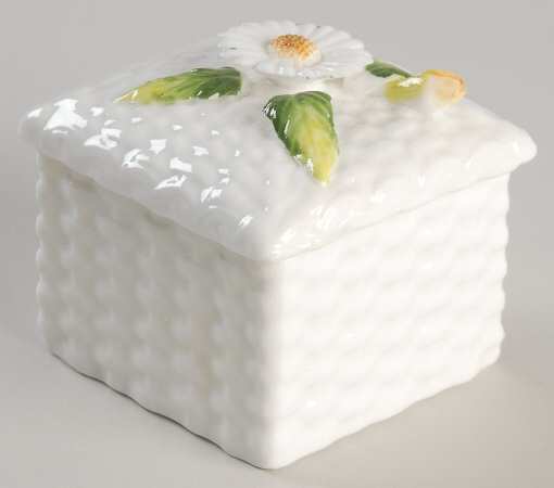 Schmid Giftware Box W/Lid-White Flower Yellow Center - Boxed