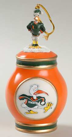 Collegiate Porcelain Bell Ornament Miami Hurricanes  - Boxed