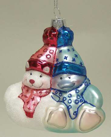 Scottish Christmas Ornaments Best Friends-Baby Bear & Penguin - Boxed