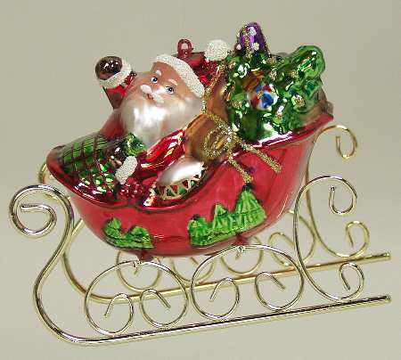 Scottish Christmas Ornaments Santa In Sleigh - No Box
