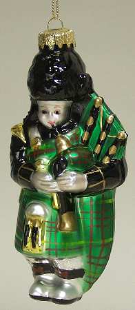 Scottish Christmas Ornaments Scottish Piper-Green - No Box