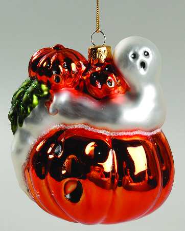 Scottish Christmas Ornaments Ghost With Pumpkins - Boxed