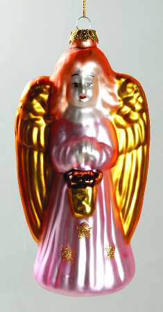 Scottish Christmas Ornaments Angel With Lantern-Pink - No Box 108