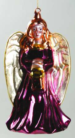 Scottish Christmas Ornaments Angel With Lantern-Burgundy - No Box