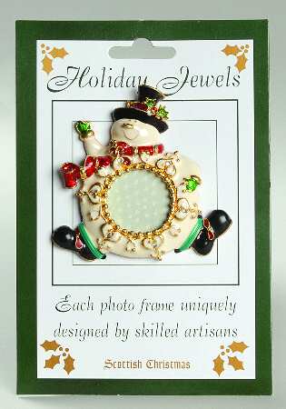 Scottish Christmas Ornaments Snowman Metal Frame Ornament - No Box