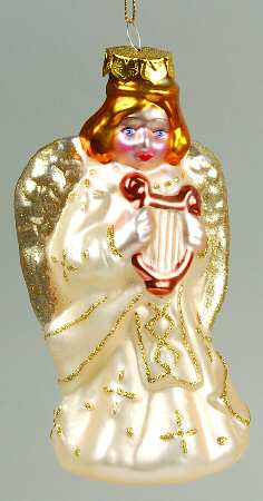 Scottish Christmas Ornaments Angel With Harp - No Box