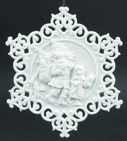 Scottish Christmas Ornaments Santa With Child Snowflake - No Box