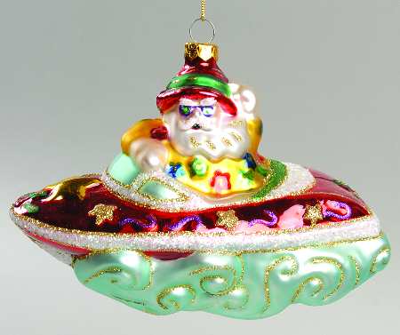 Scottish Christmas Ornaments Speedboat Santa-Pink - No Box