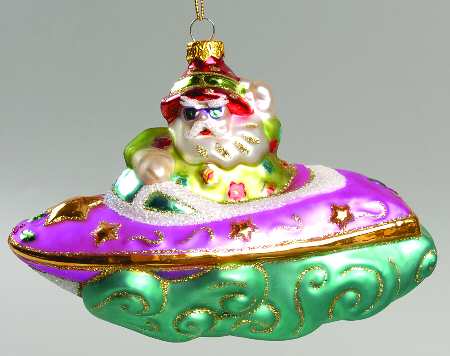 Scottish Christmas Ornaments Speedboat Santa-Red - No Box