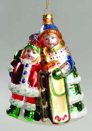 Scottish Christmas Ornaments Sledding Pals - No Box