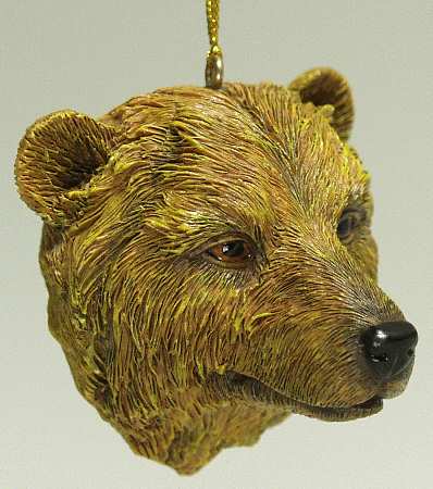 Resin Animal Ornaments Grizzly Bear Head - No Box